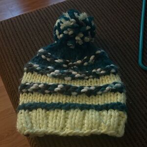The North Face Knit Beanie - Teal and Yellow